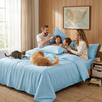 NUGGAL Pet Hair-Resistant Bamboo Duvet Cover – Eco-Friendly Comfort for Pet Owners