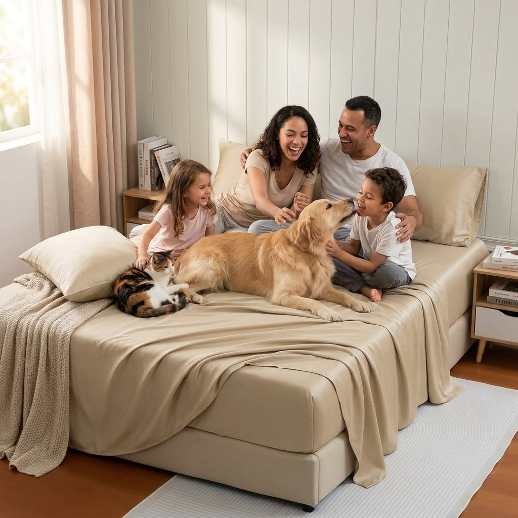 NUGGAL Pet Hair-Resistant Bamboo Sheet Set – Breathable, Sustainable Comfort for Pet Owners