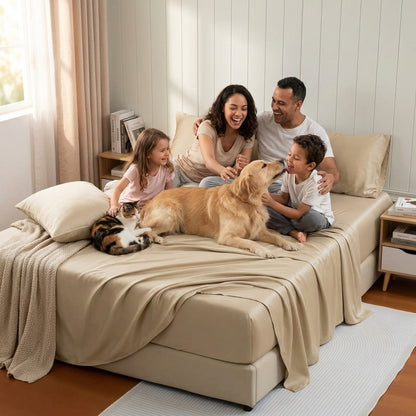 NUGGAL Pet Hair-Resistant Bamboo Sheet Set – Breathable, Sustainable Comfort for Pet Owners
