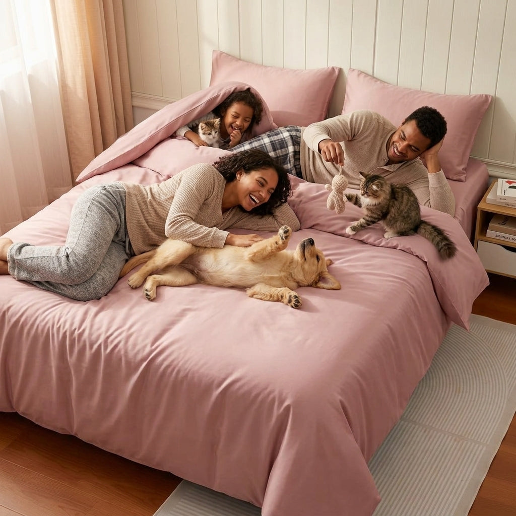 NUGGAL Pet Hair-Resistant Bamboo Duvet Cover – Eco-Friendly Comfort for Pet Owners