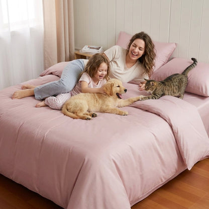 NUGGAL Pet Hair-Resistant Bamboo Duvet Cover – Eco-Friendly Comfort for Pet Owners