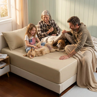 NUGGAL Pet Hair-Resistant Bamboo Fitted Sheet – Soft, Sustainable, and Pet-Friendly Comfort