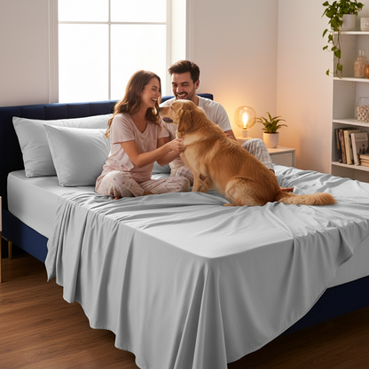 Parure de draps en bambou NUGGAL résistant aux poils d'animaux – Confort respirant et durable pour les propriétaires d'animaux