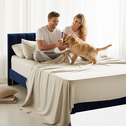 Drap plat en bambou NUGGAL résistant aux poils d'animaux – Doux, durable et confortable pour les animaux