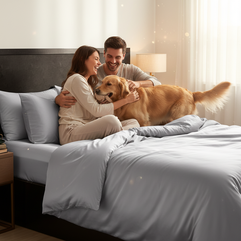 Housse de couette en bambou NUGGAL résistante aux poils d'animaux – Confort écologique pour les propriétaires d'animaux