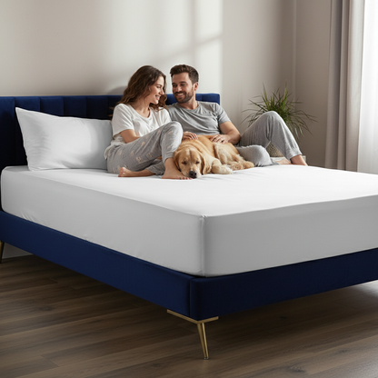 Drap-housse en bambou NUGGAL résistant aux poils d'animaux – Doux, durable et confortable pour les animaux