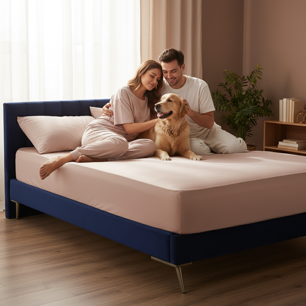 Drap-housse en bambou NUGGAL résistant aux poils d'animaux – Doux, durable et confortable pour les animaux