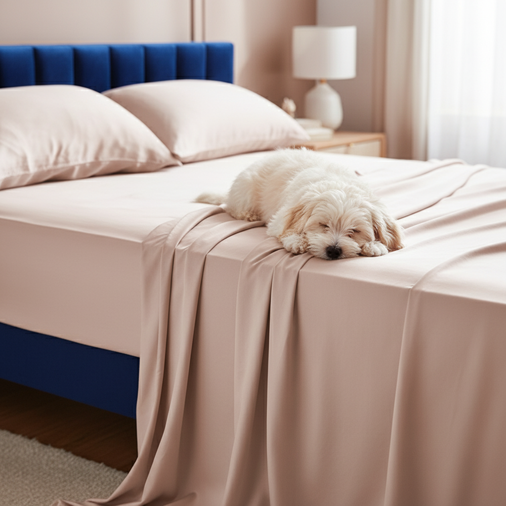 Parure de draps en bambou NUGGAL résistant aux poils d'animaux – Confort respirant et durable pour les propriétaires d'animaux