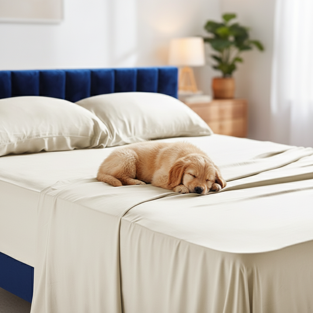 Drap plat en bambou NUGGAL résistant aux poils d'animaux – Doux, durable et confortable pour les animaux