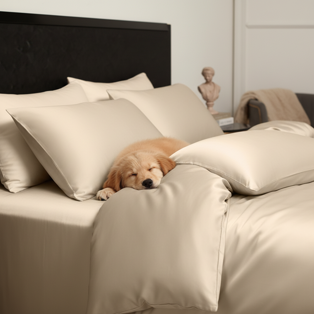 Housse de couette en bambou NUGGAL résistante aux poils d'animaux – Confort écologique pour les propriétaires d'animaux