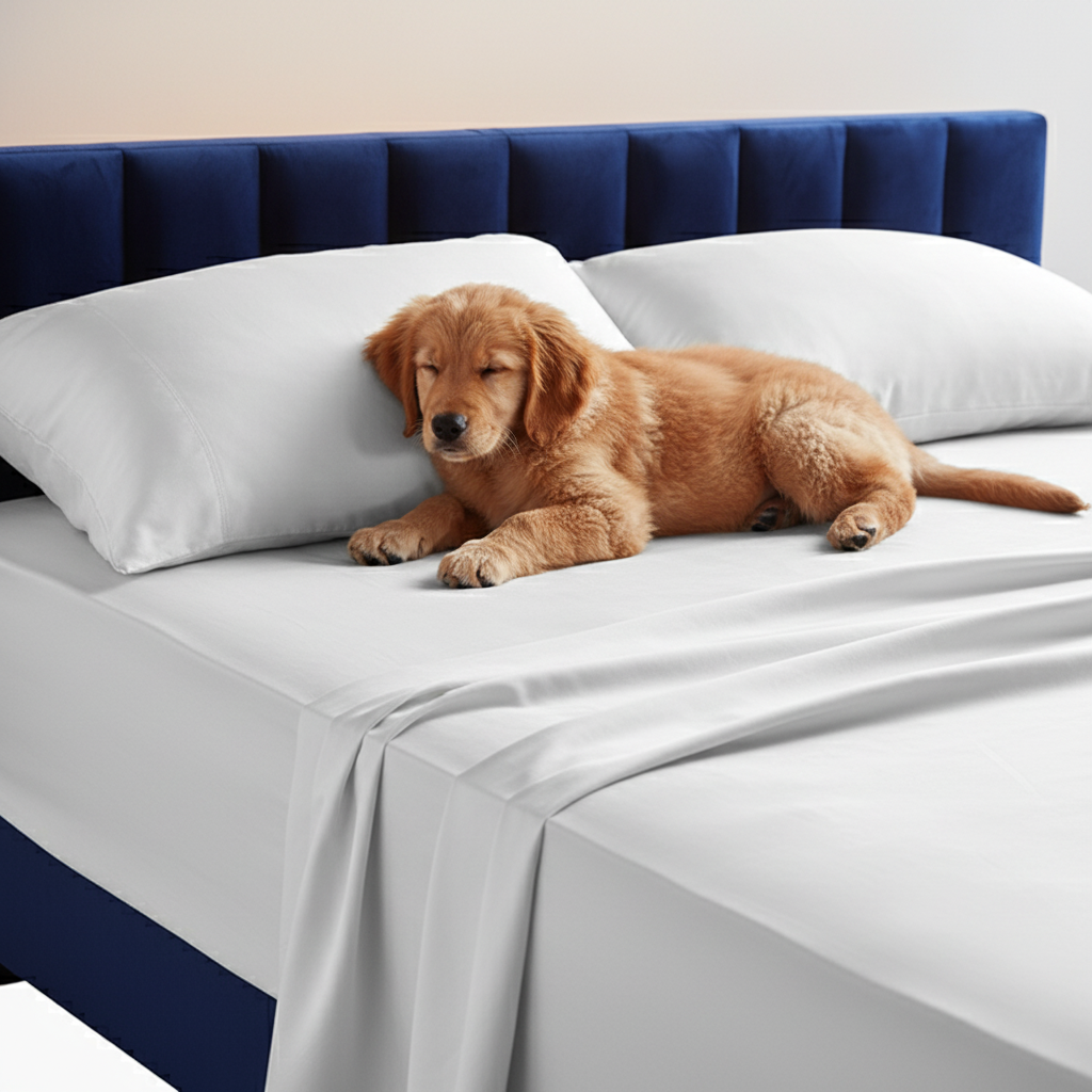 Drap-housse en bambou NUGGAL résistant aux poils d'animaux – Doux, durable et confortable pour les animaux