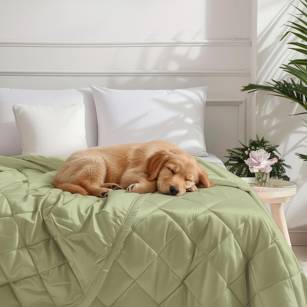 NUGGAL Pet Hair Repellent Cooling Comforter Mint Cream