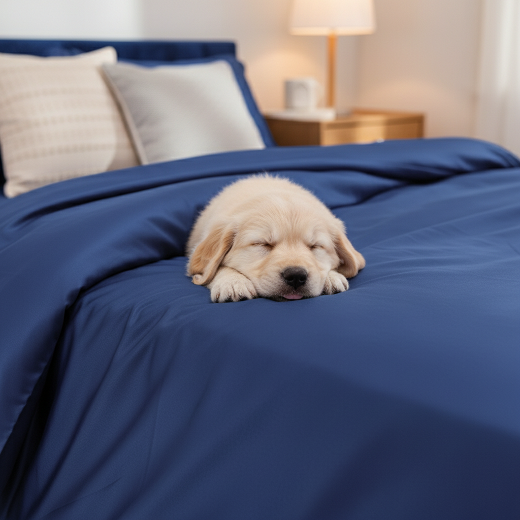 Parure de lit et housse de couette NUGGAL en bambou résistant aux poils d'animaux – Confort écologique ultime pour les propriétaires d'animaux