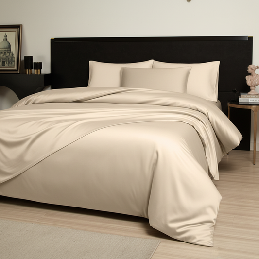 NUGGAL Pet Hair Repellent Bamboo Sheet & Duvet Cover Set Elegant Khaki