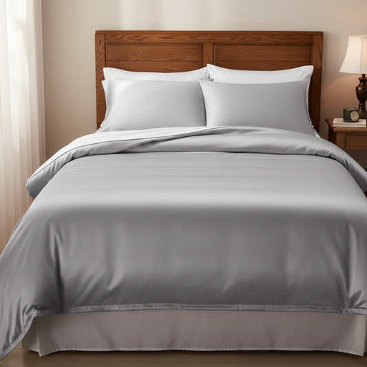 NUGGAL Pet Hair Repellent Bamboo Sheet & Duvet Cover Set Airy Grey