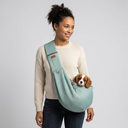 NUGGAL Cross Body Breathable Mesh Pet Carrier Sling Bag with Adjustable Padded Shoulder Strap