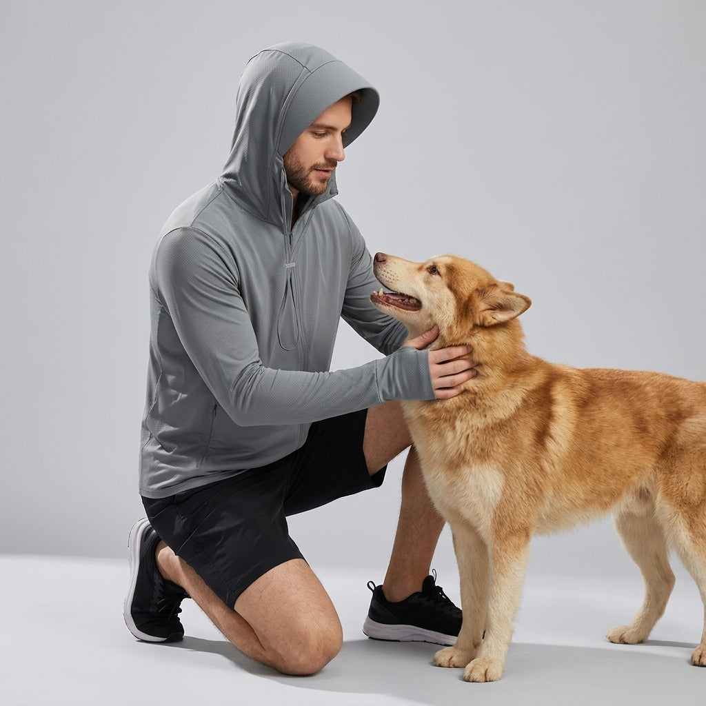 NUGGAL Pet Hair Resistant | Ultimate Men’s Lightweight UV Shield Sun Hoodie