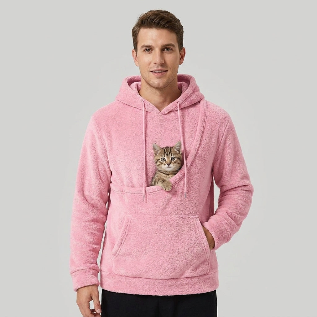 NUGGAL Unisex Oversized Fleece Pet Pouch Hoodie With Pocket