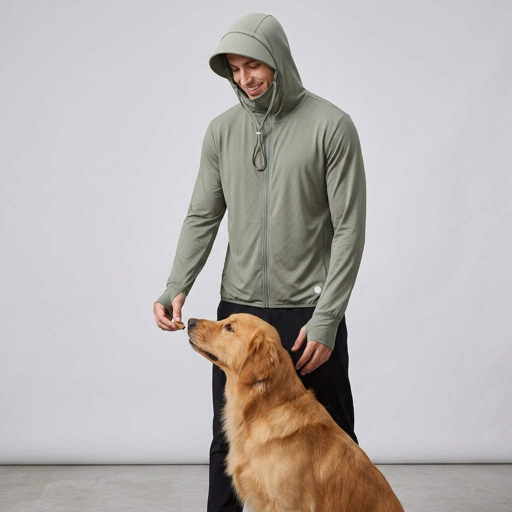 NUGGAL Pet Hair Resistant | Ultimate Men’s Lightweight UV Shield Sun Hoodie