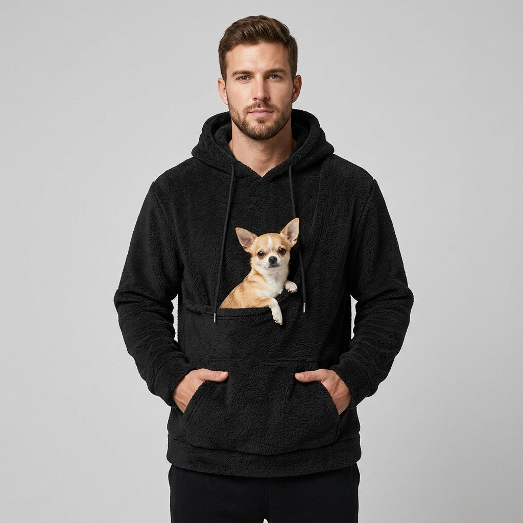 NUGGAL Unisex Oversized Fleece Pet Pouch Hoodie With Pocket