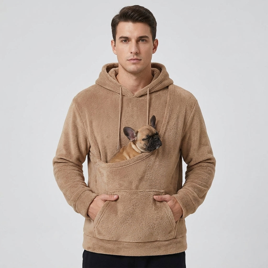 NUGGAL Unisex Oversized Fleece Pet Pouch Hoodie With Pocket