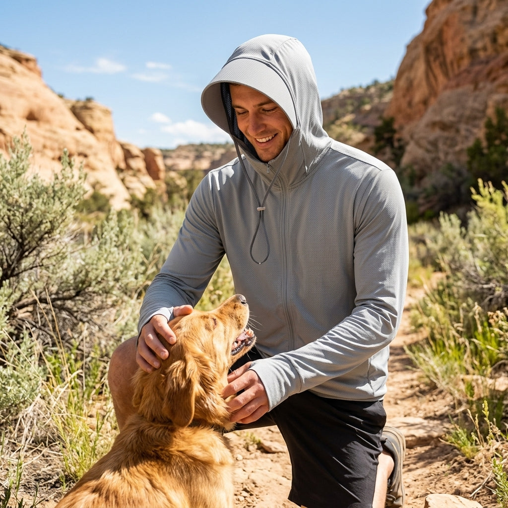 NUGGAL Pet Hair Resistant | Ultimate Men’s Lightweight UV Shield Sun Hoodie