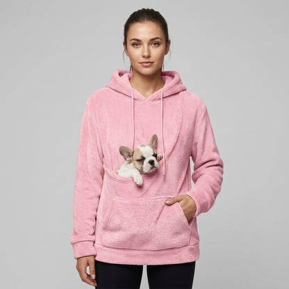 NUGGAL Unisex Oversized Fleece Pet Pouch Hoodie With Pocket