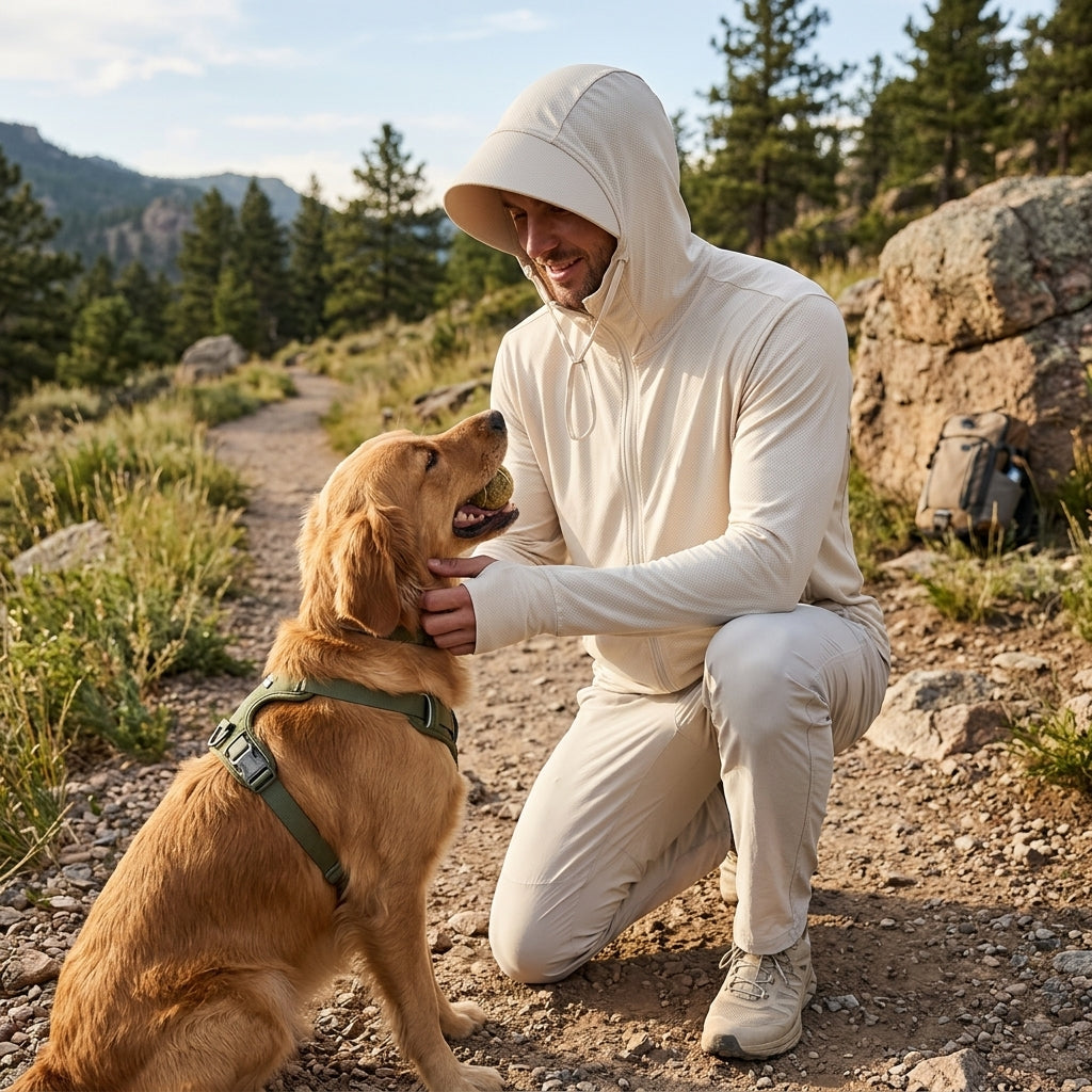 NUGGAL Pet Hair Resistant | Ultimate Men’s Lightweight UV Shield Sun Hoodie