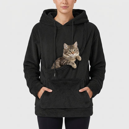 NUGGAL Unisex Oversized Fleece Pet Pouch Hoodie With Pocket
