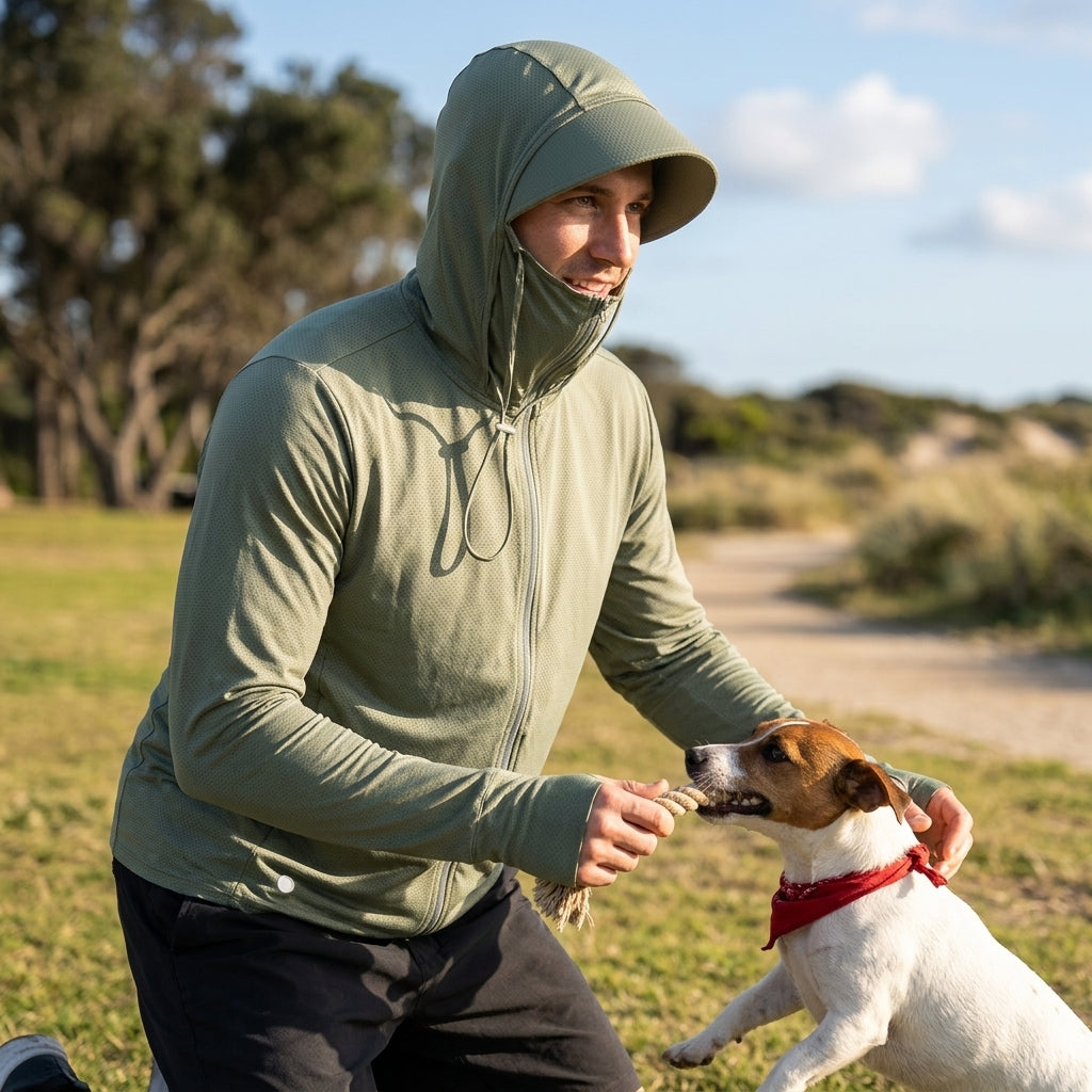 NUGGAL Pet Hair Resistant | Ultimate Men’s Lightweight UV Shield Sun Hoodie