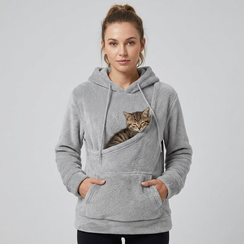 NUGGAL Unisex Oversized Fleece Pet Pouch Hoodie With Pocket