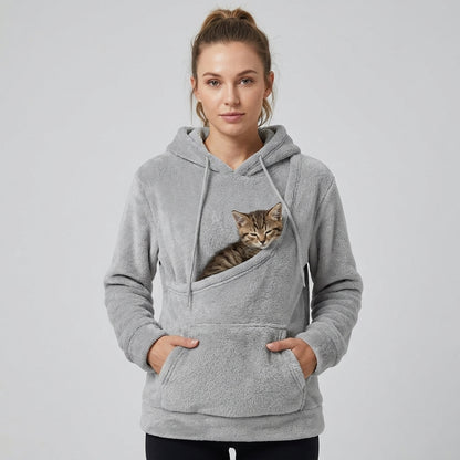 NUGGAL Unisex Oversized Fleece Pet Pouch Hoodie With Pocket