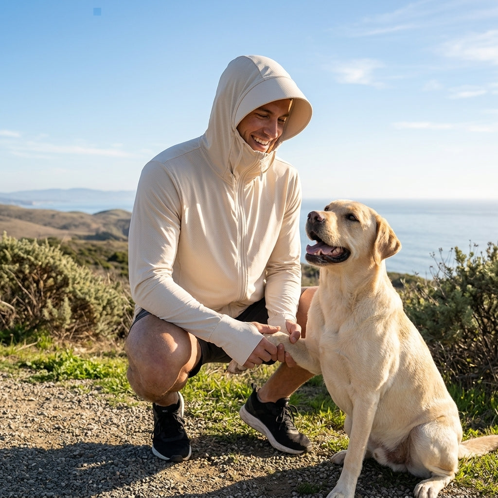 NUGGAL Pet Hair Resistant | Ultimate Men’s Lightweight UV Shield Sun Hoodie