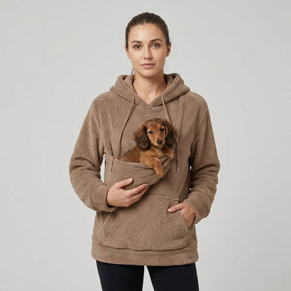 NUGGAL Unisex Oversized Fleece Pet Pouch Hoodie With Pocket