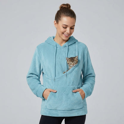 NUGGAL Unisex Oversized Fleece Pet Pouch Hoodie With Pocket