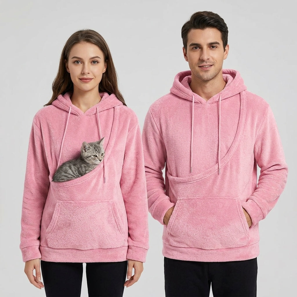NUGGAL Unisex Oversized Fleece Pet Pouch Hoodie With Pocket