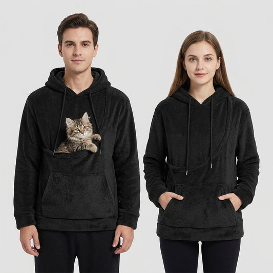 NUGGAL Unisex Oversized Fleece Pet Pouch Hoodie With  Pocket