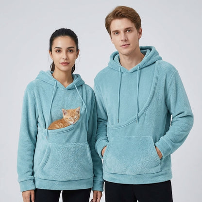 NUGGAL Unisex Oversized Fleece Pet Pouch Hoodie With Pocket