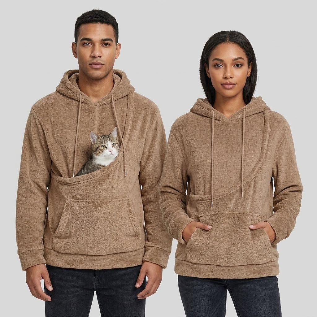 NUGGAL Unisex Oversized Fleece Pet Pouch Hoodie With Pocket