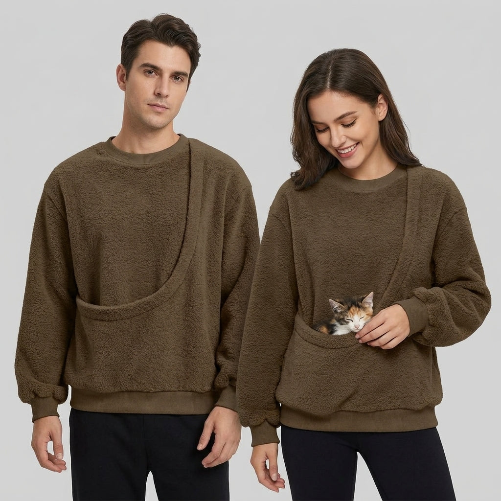NUGGAL Unisex Oversized Fleece Pet Pouch Sweatshirt