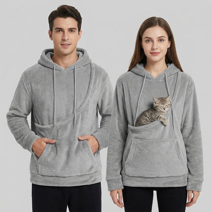 NUGGAL Unisex Oversized Fleece Pet Pouch Hoodie With Pocket