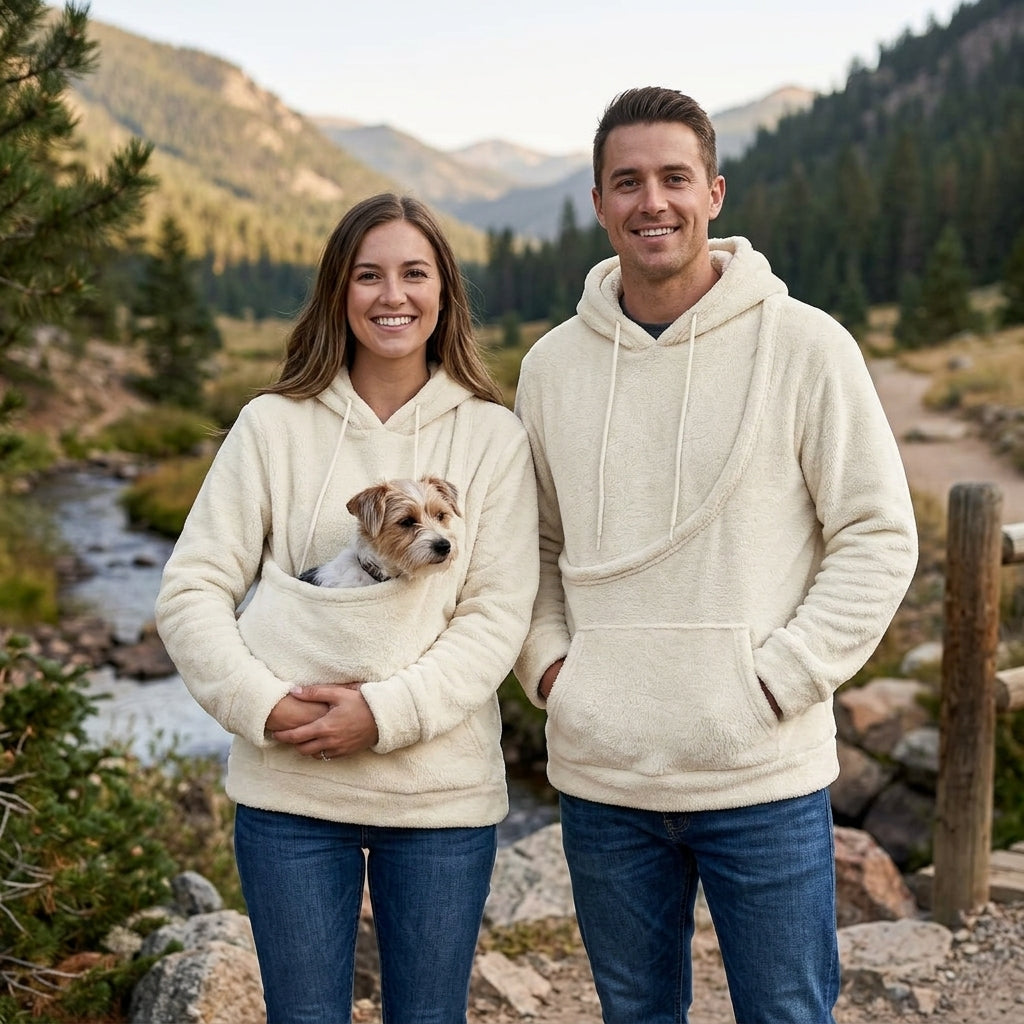 NUGGAL Unisex Oversized Fleece Pet Pouch Hoodie With Pocket