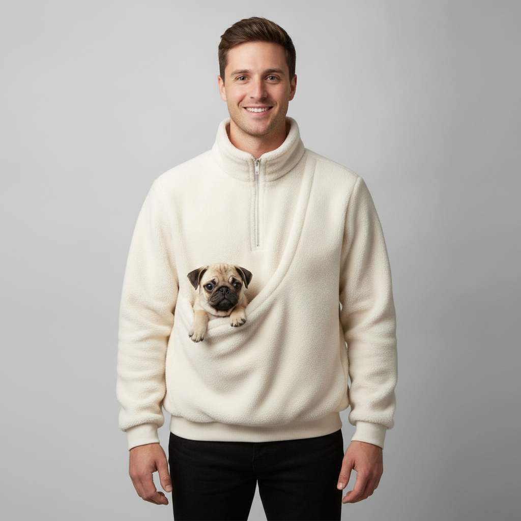 NUGGAL Cozy Fleece Pet Carrier Pullover – Unisex Quarter-Zip Sweatshirt