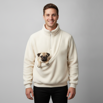 NUGGAL Cozy Fleece Pet Carrier Pullover – Unisex Quarter-Zip Sweatshirt
