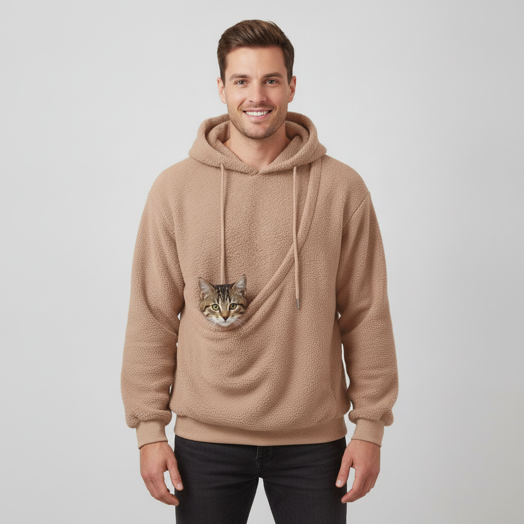 NUGGAL Cozy Pet Pouch Sherpa Hoodie for Cats & Small Dogs