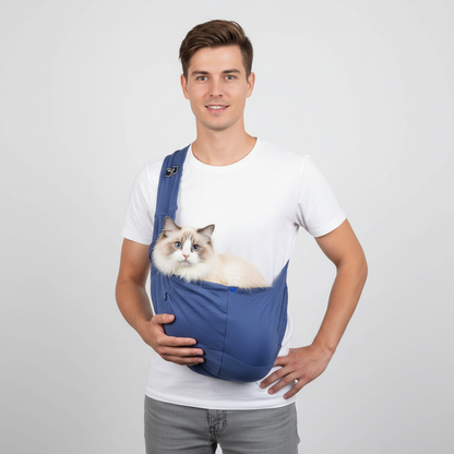 NUGGAL Foldable Crossbody High-Capacity Pet Carrier Bag for Small Dogs & Cats