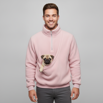 NUGGAL Cozy Fleece Pet Carrier Pullover – Unisex Quarter-Zip Sweatshirt