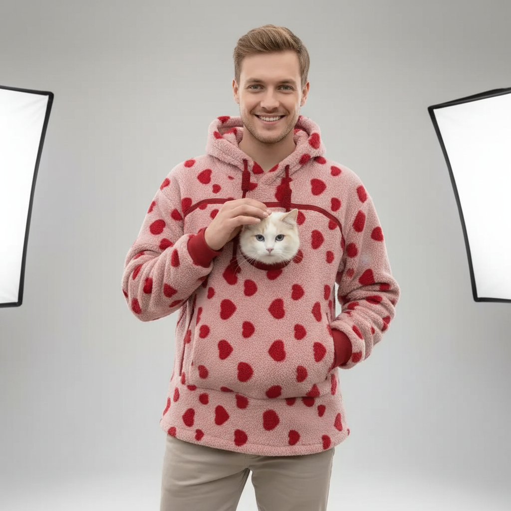 NUGGAL Unisex Oversized Fleece Front Pet Pouch Hoodie