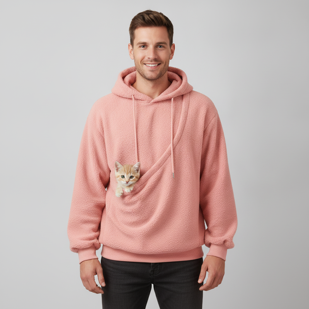 NUGGAL Cozy Pet Pouch Sherpa Hoodie for Cats & Small Dogs