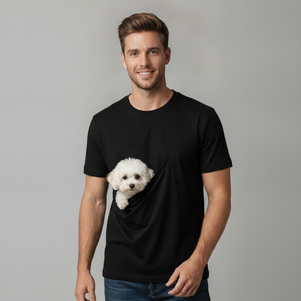 NUGGAL Unisex Pet Hair Resistant Kangaroo Pet Pouch T-shirt: The Ultimate Hands-Free Carrier Tee